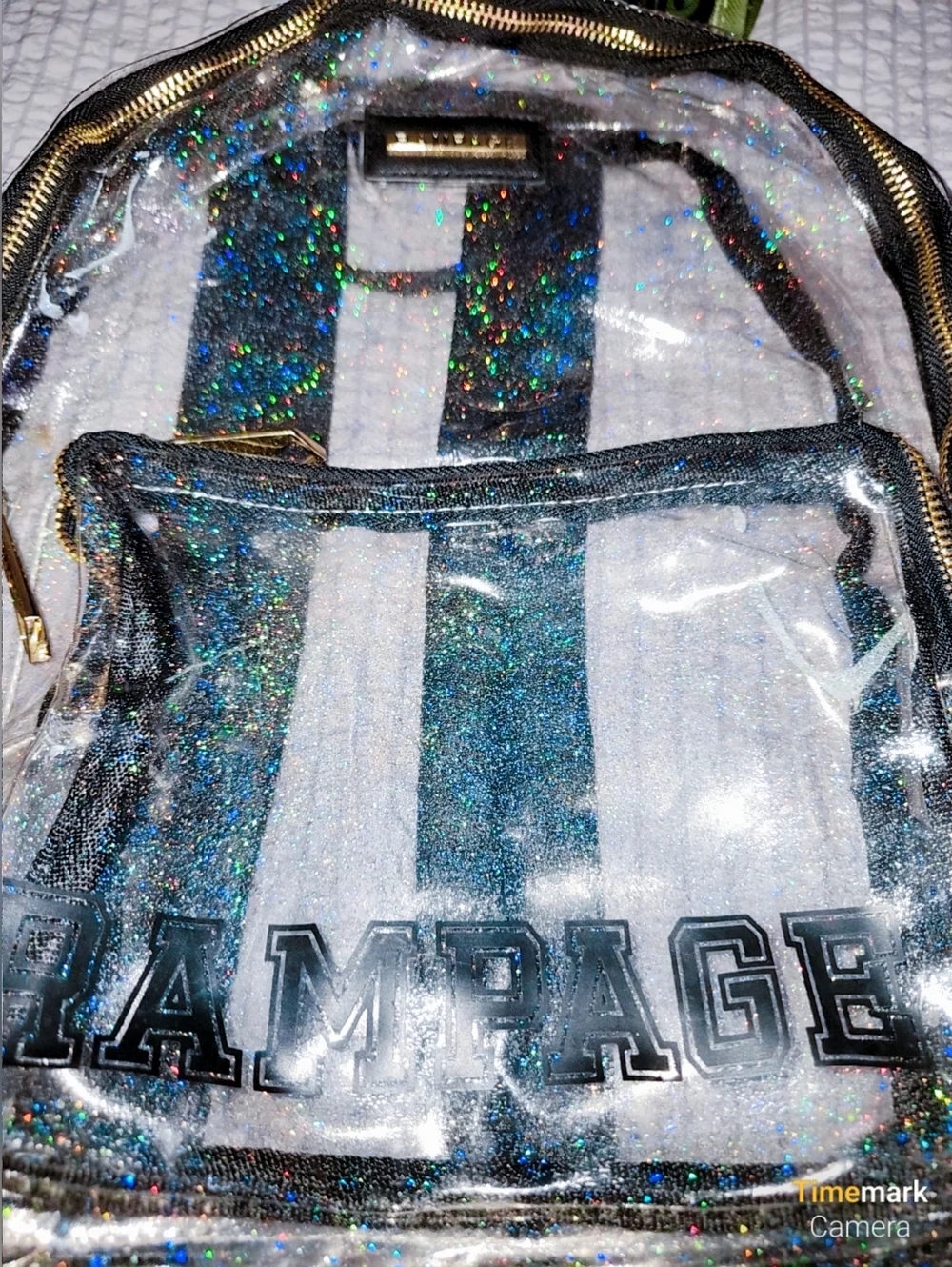 Rampage Clear Black Glitter Backpack - Transparent PVC School Bag - Picture 6 of 6